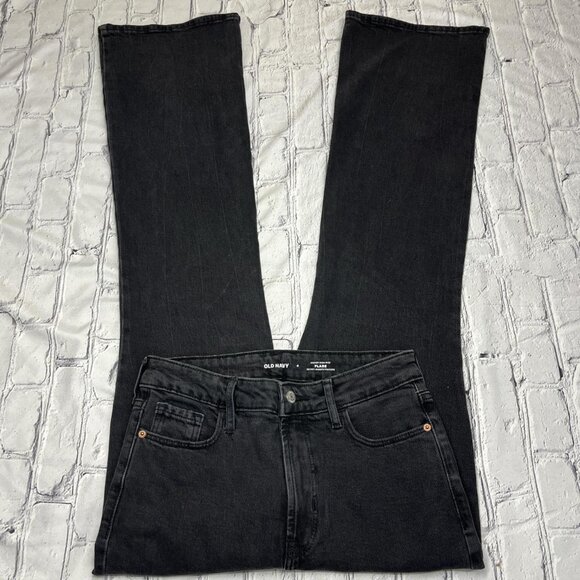 Old navy women’s black higher high rise flare jeans. Secret smooth pockets. - Picture 1 of 5